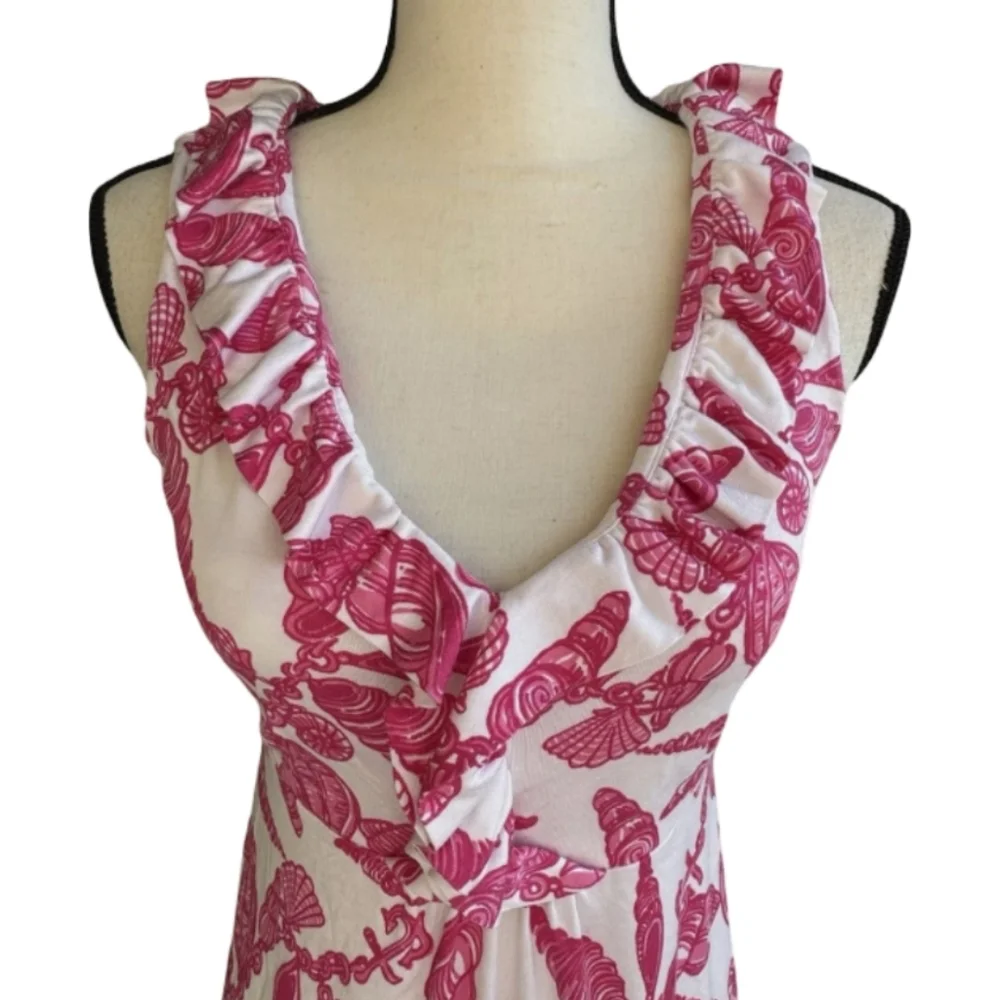 Lilly Pulitzer Clare Dress Silk Jersey Hotty Pink Fallin In Love A Little XS NWT - Picture 8 of 12